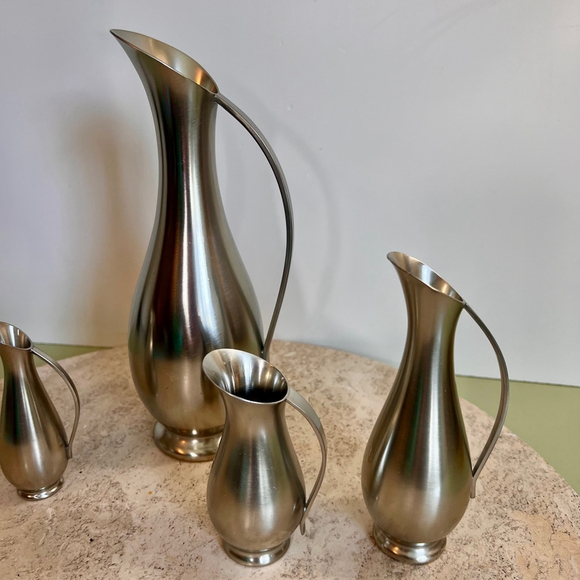 Vintage Royal Holland Pewter Silver Pitcher Set of 4 - Picture 3 of 11